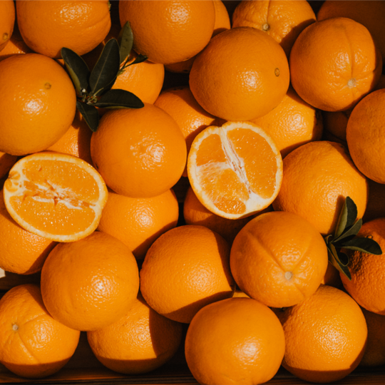 Frische Bio-Orangen in der Sonne